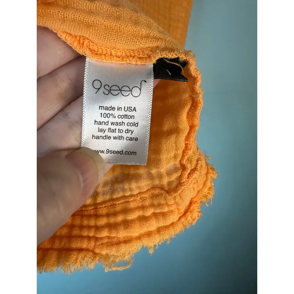 9Seed Idyllwild sleeveless popover cotton crinkle gauze raw edges orange Small